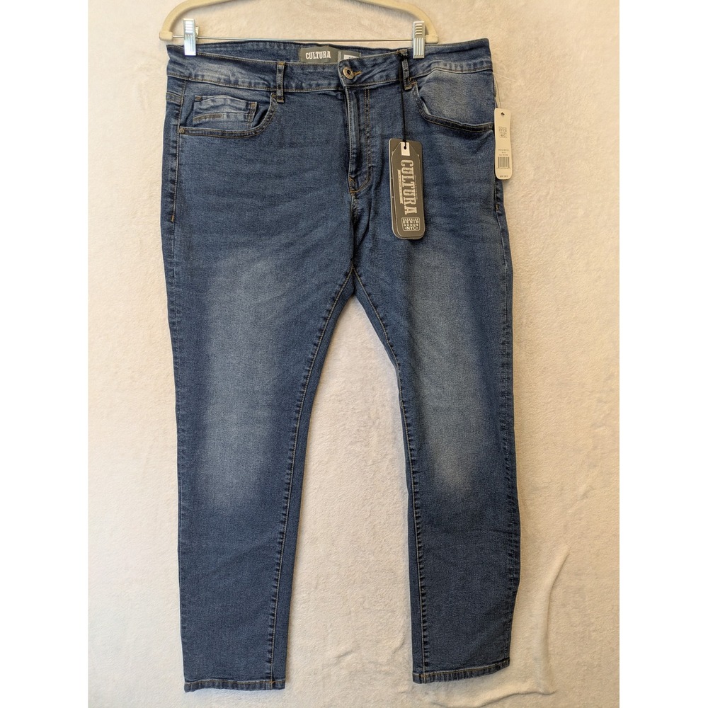 NEW Cultura Skinny Jeans Men's 36 Medium‎ Stone Wash Denim